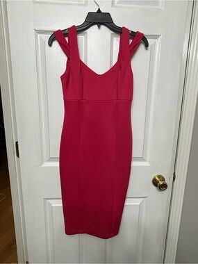 Bailey 44 Fitted Berry Red Midi Sheath Dress